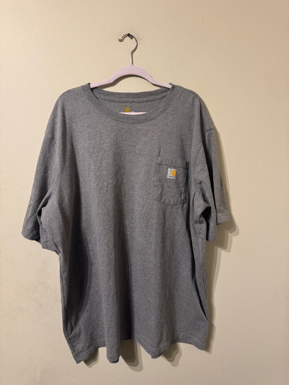 Unisex Short Sleeve Crew Neck Gray Carhartt Pocket Tee sz 4xl Relaxed Fit